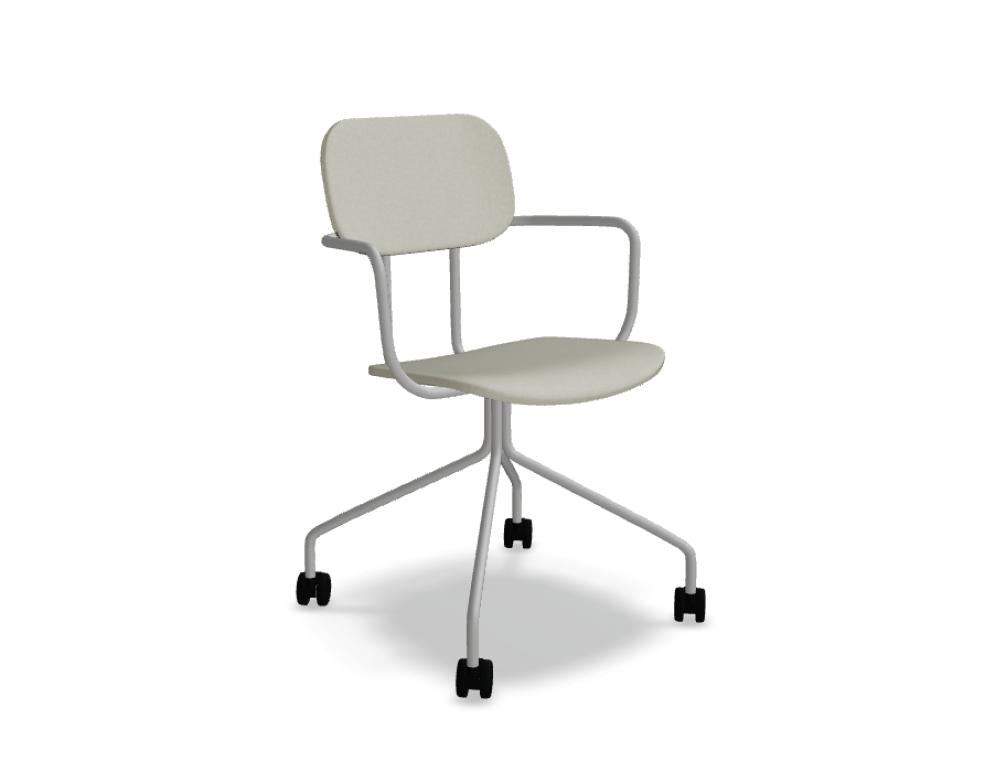 New School N1N03KF - Gepolsterter Stuhl mit festem Gestell auf Rollen in Blau präsentiert im Onlineshop von KAQTU Design AG. Stuhl ist von Mdd