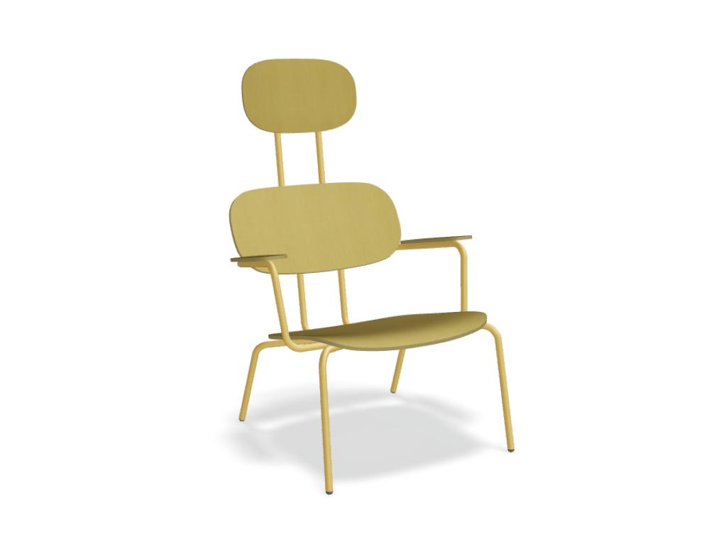 New School Lounge N5NL01 - Sessel aus Sperrholz mit Kopfstütze in Gelb präsentiert im Onlineshop von KAQTU Design AG. Sessel ist von Mdd