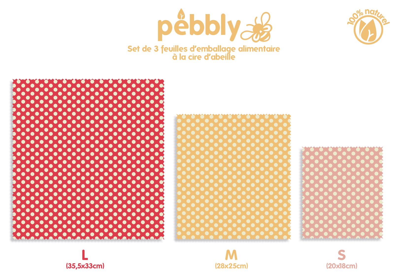 3er Set Pebbly Bienenwachstücher, S-M-L - KAQTU Design