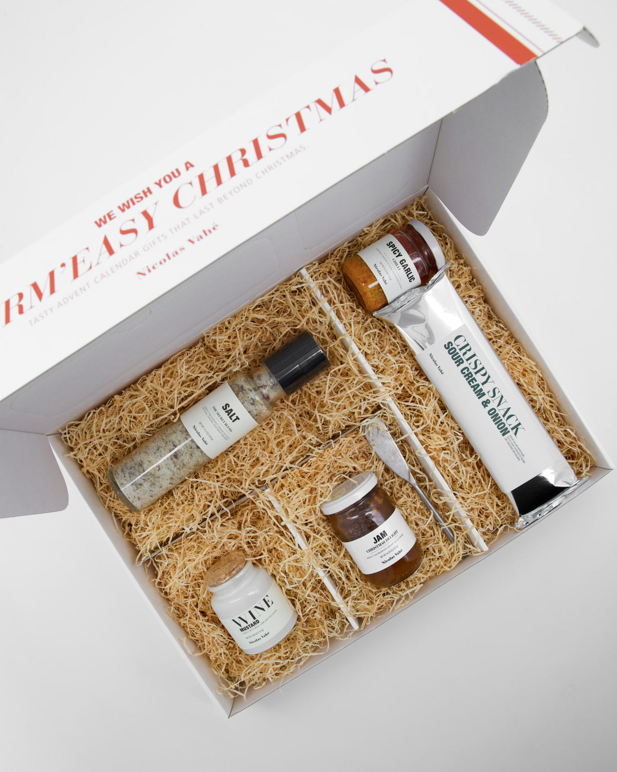 Weisse Adventsbox, Geschenkset Gift box NVAdvent 2026 von Nicolas Vahé, flach und rechteckig
