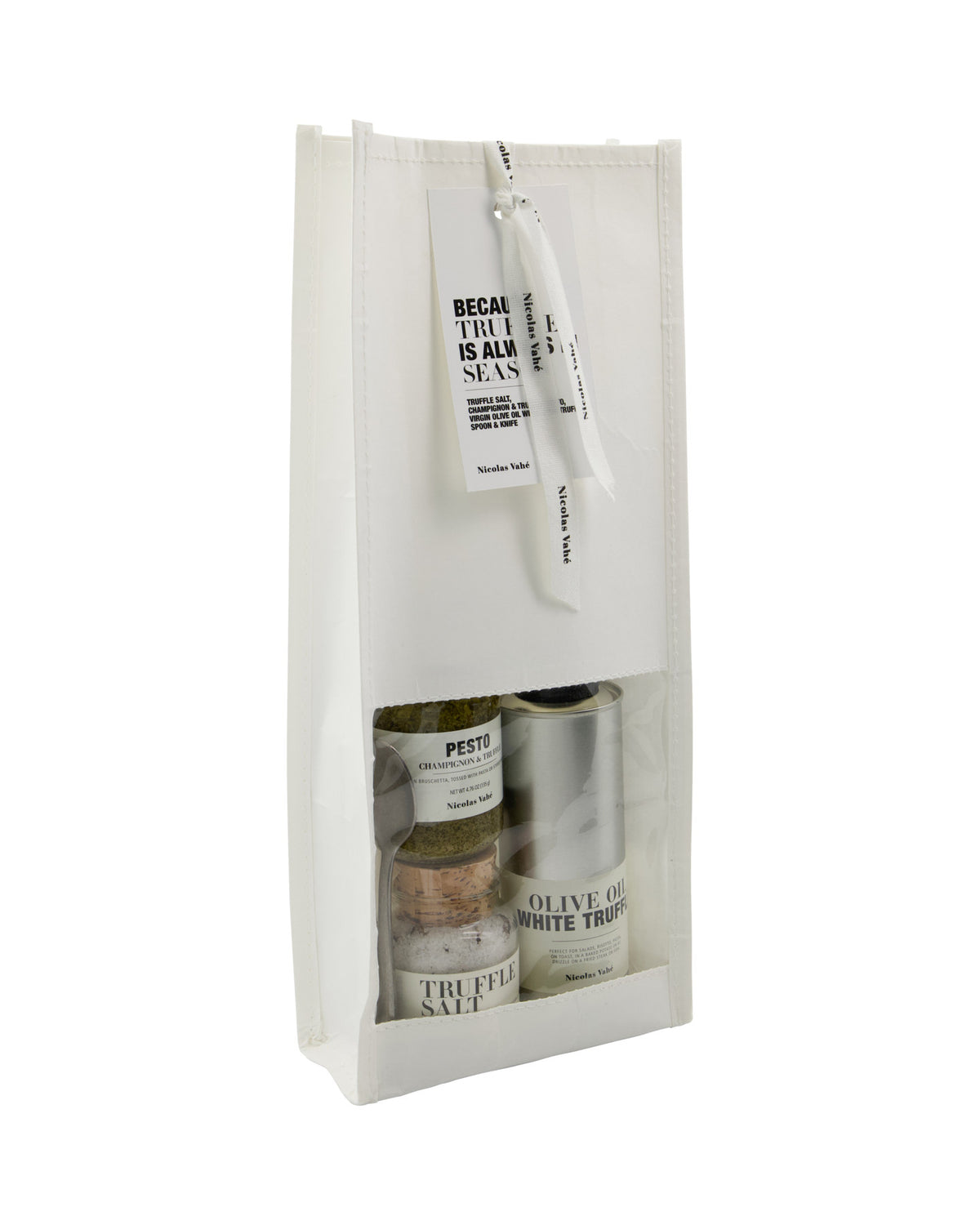Weisse Geschenktasche mit Anhänger, Geschenkset Because truffle is always in season