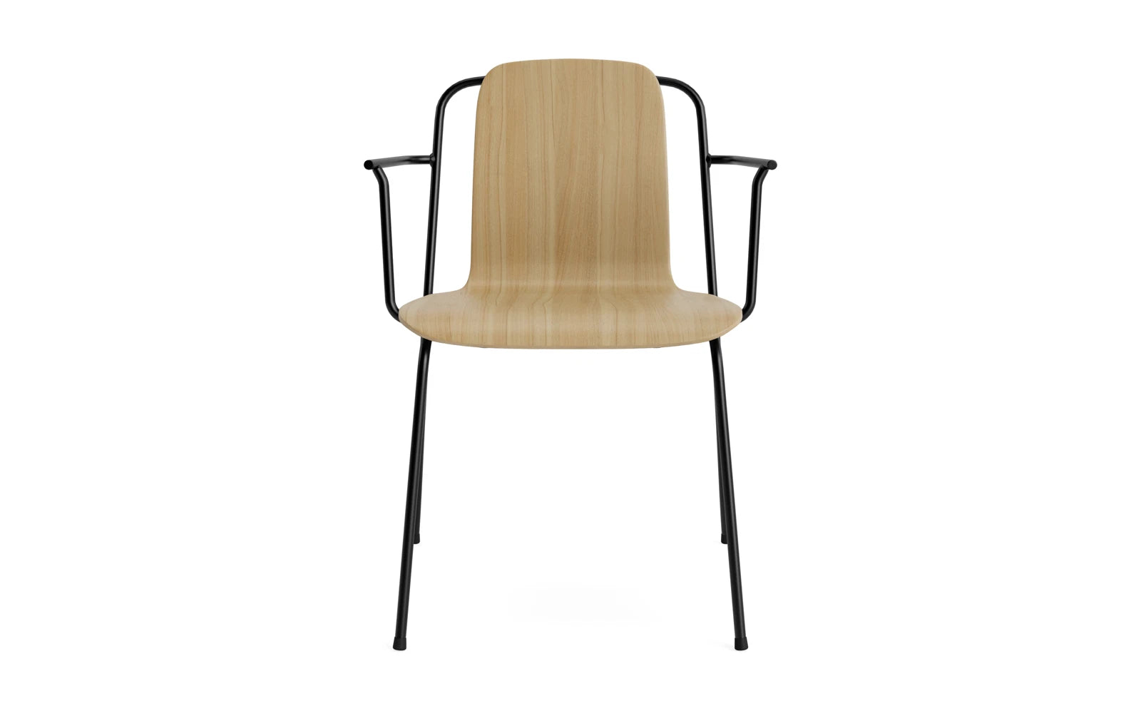Der Studio Armlehnstuhl von Normann Copenhagen besticht durch sein grafisches Design mit schlankem Stahlrahmen und geformter Schale, ideal für vielseitige Räume.