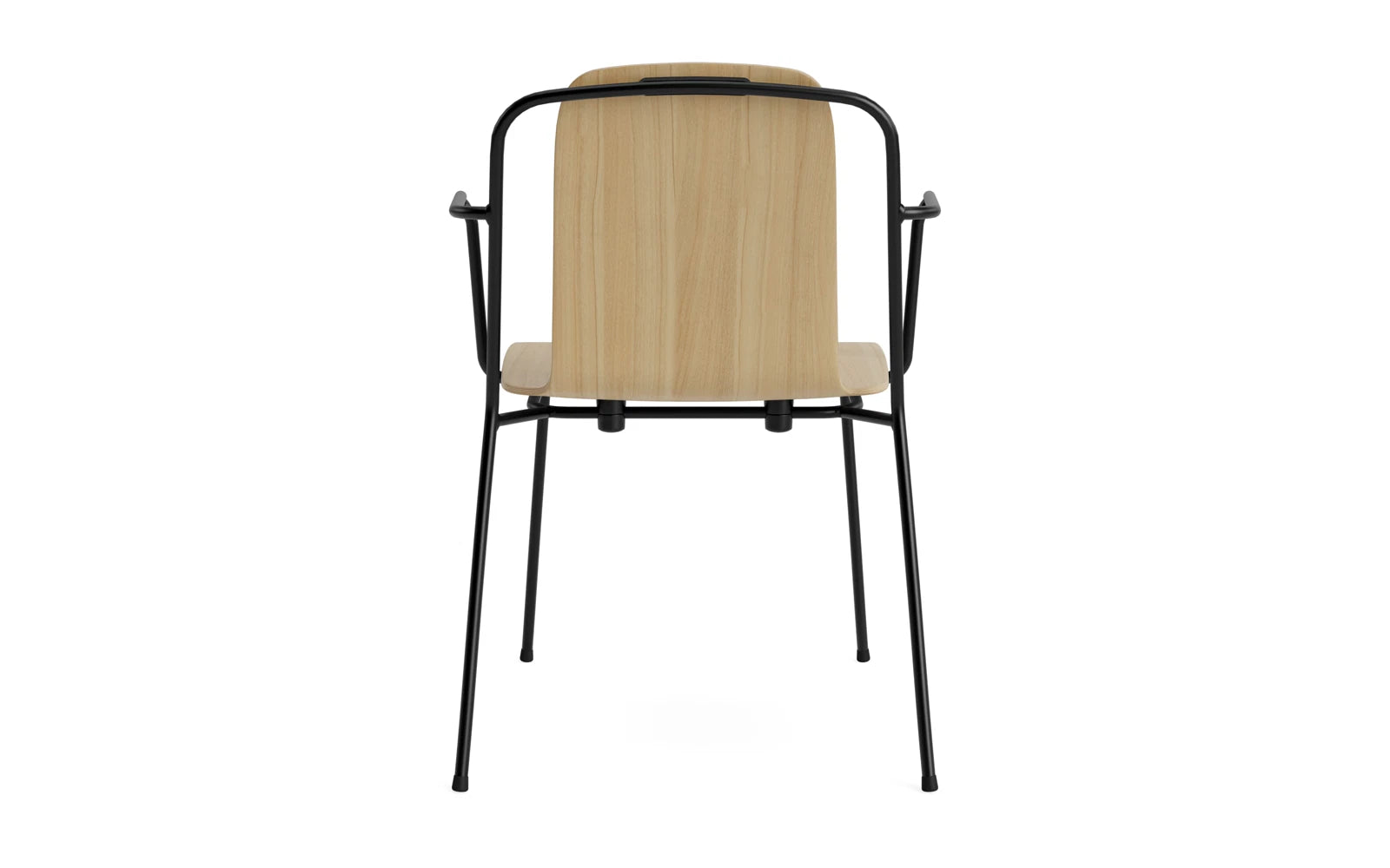 Der Studio Armlehnstuhl von Normann Copenhagen besticht durch sein grafisches Design mit schlankem Stahlrahmen und geformter Schale, ideal für vielseitige Räume.