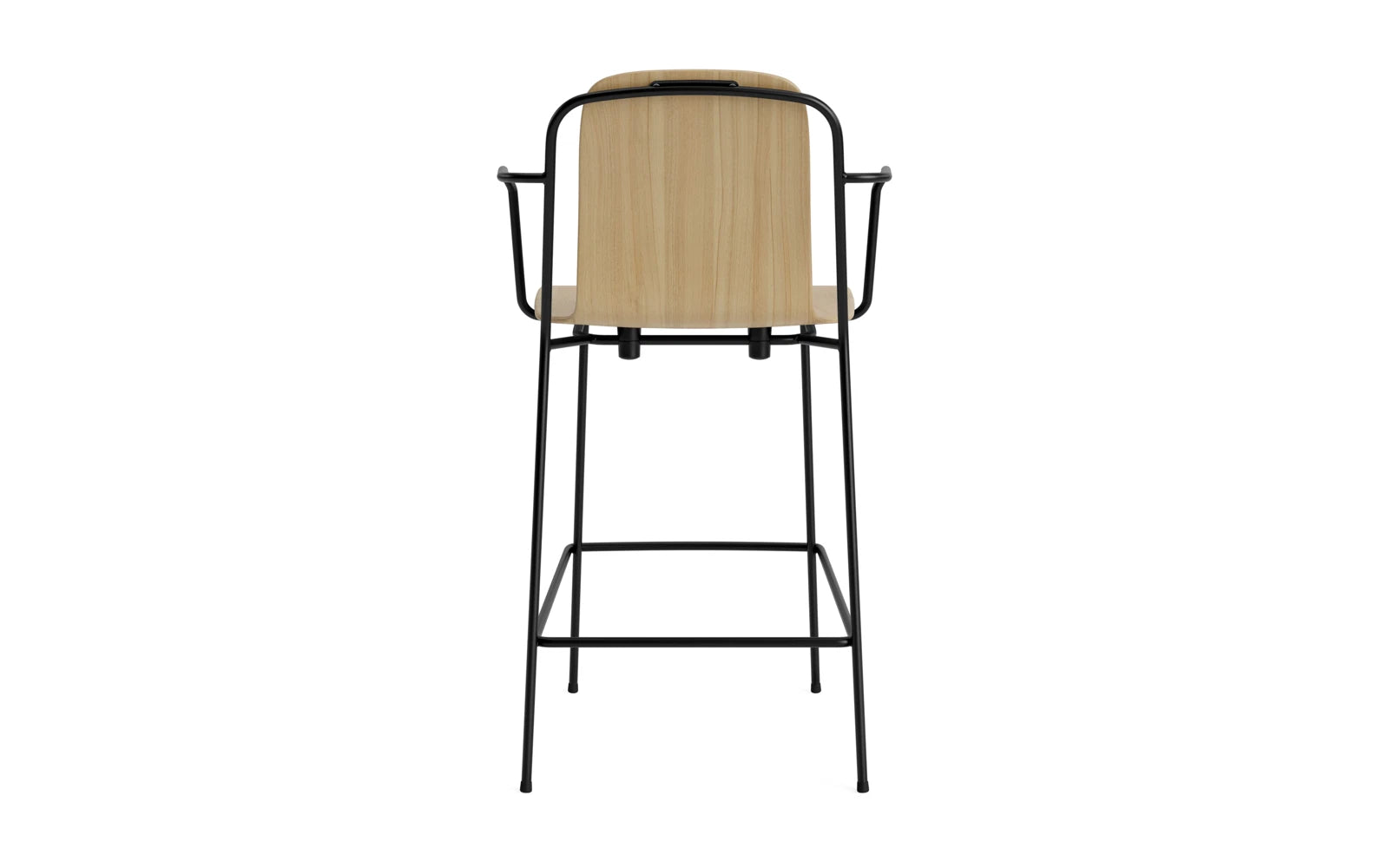 Studio Barstuhl mit Armlehne 65 cm schwarzes Stahl/ Eiche in  präsentiert im Onlineshop von KAQTU Design AG. Barstuhl ist von Normann Copenhagen