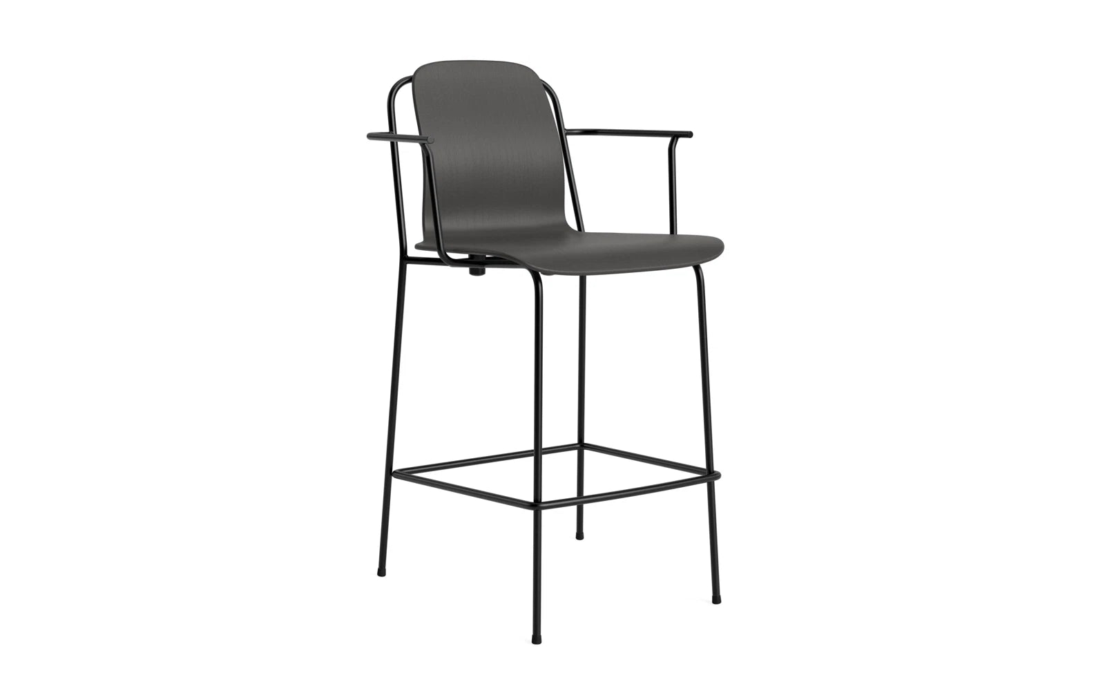 Studio Barstuhl mit Armlehne 65 cm schwarzes Stahl/ schwarz in  präsentiert im Onlineshop von KAQTU Design AG. Barstuhl ist von Normann Copenhagen