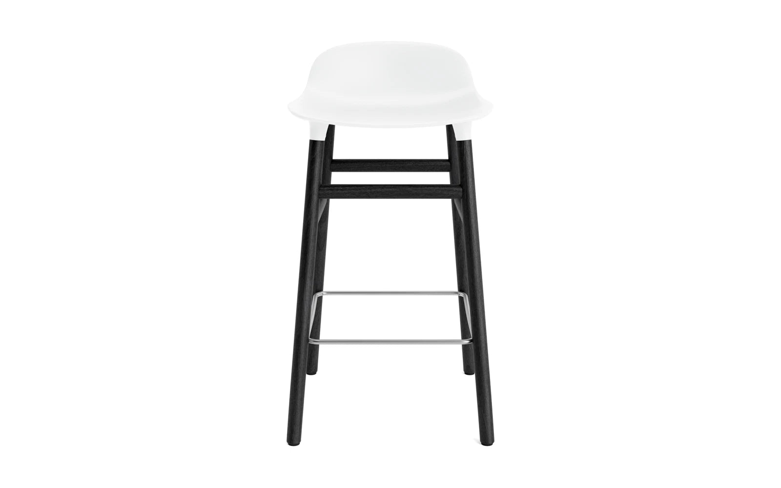 Form Barhocker: Nahtloses Design von Simon Legald, Sitzschale aus Hartplastik, Beine aus Eiche, Walnuss oder Stahl.