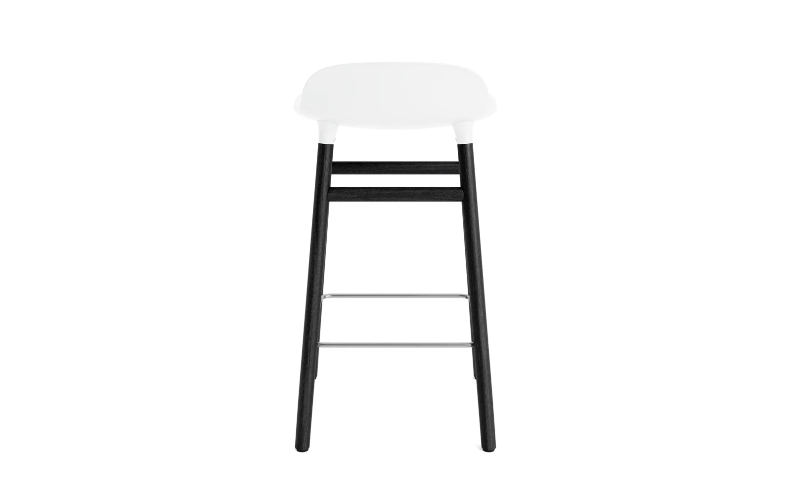 Form Barhocker: Nahtloses Design von Simon Legald, Sitzschale aus Hartplastik, Beine aus Eiche, Walnuss oder Stahl.