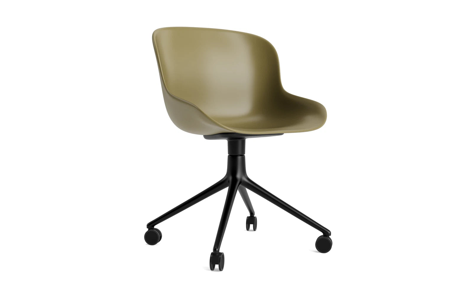 Hyg Drehstuhl 4W schwarzes Aluminium/Olive in  präsentiert im Onlineshop von KAQTU Design AG. Drehstuhl ist von Normann Copenhagen