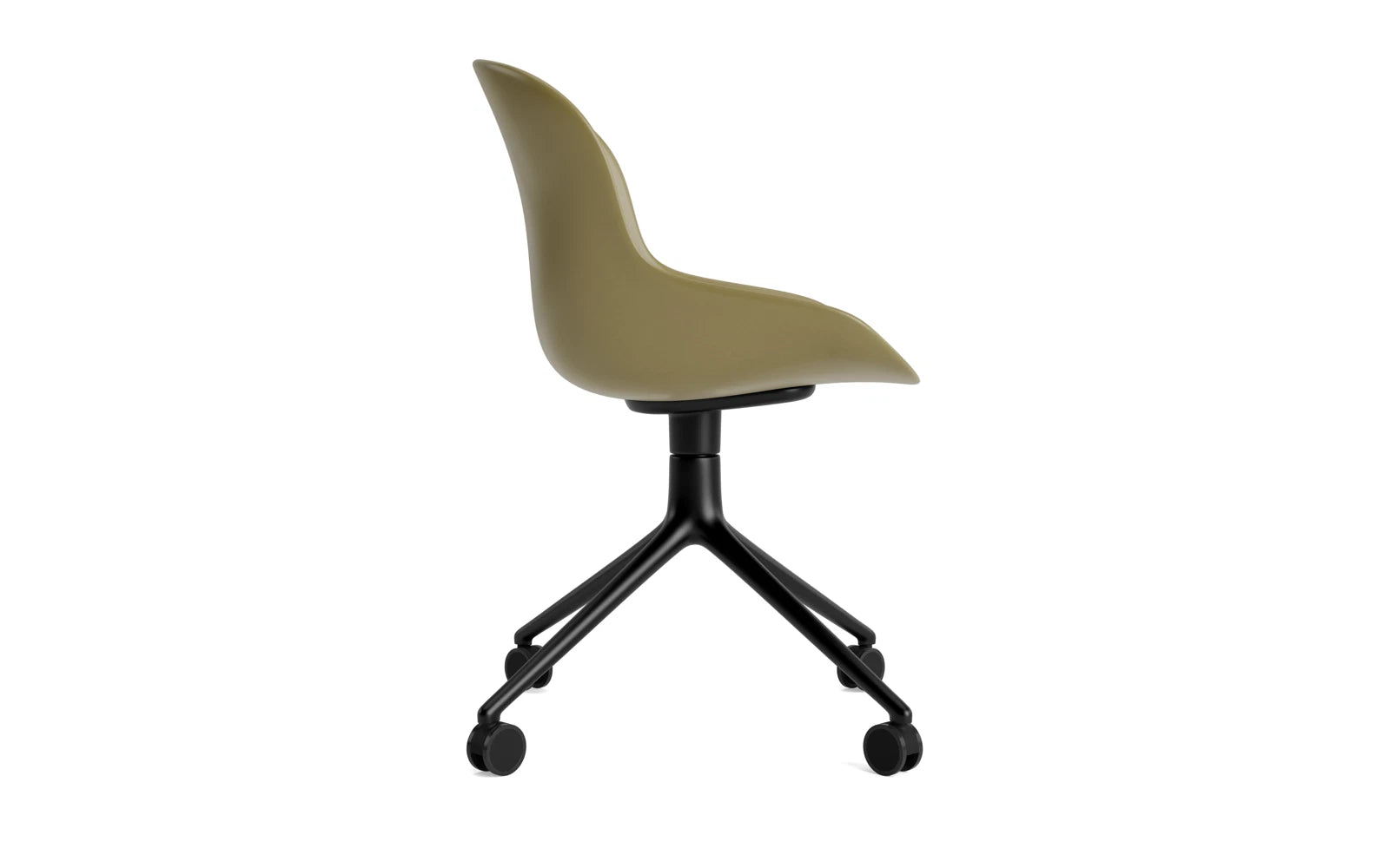 Hyg Drehstuhl 4W schwarzes Aluminium/Olive in  präsentiert im Onlineshop von KAQTU Design AG. Drehstuhl ist von Normann Copenhagen
