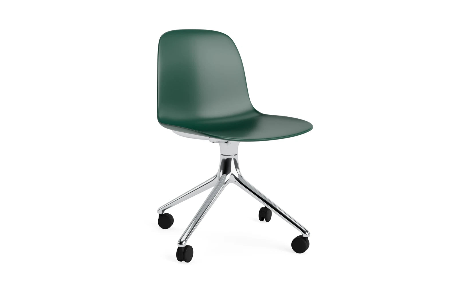 Form Drehstuhl 4W Aluminium/grün in  präsentiert im Onlineshop von KAQTU Design AG. Drehstuhl ist von Normann Copenhagen