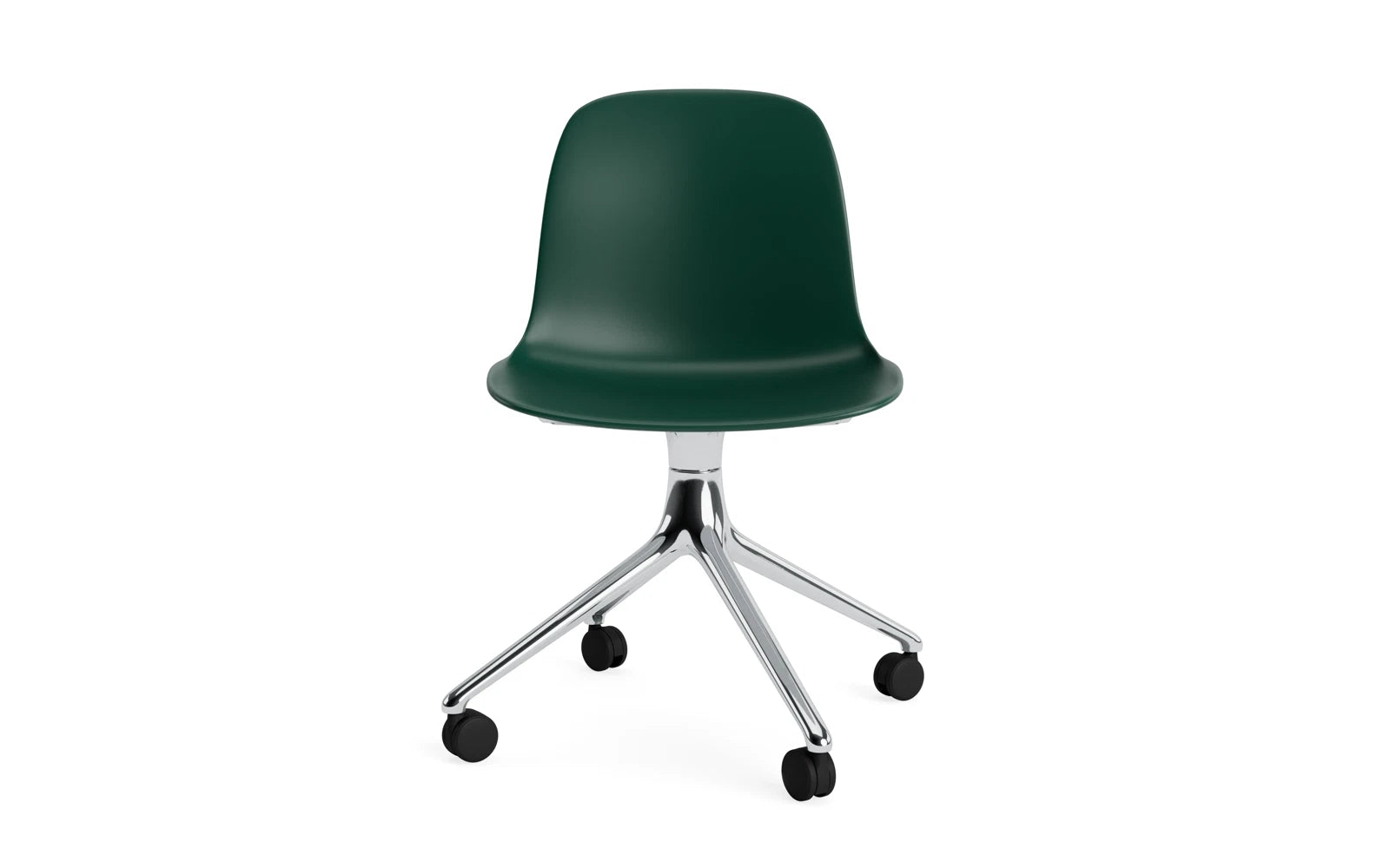Form Drehstuhl 4W Aluminium/grün in  präsentiert im Onlineshop von KAQTU Design AG. Drehstuhl ist von Normann Copenhagen