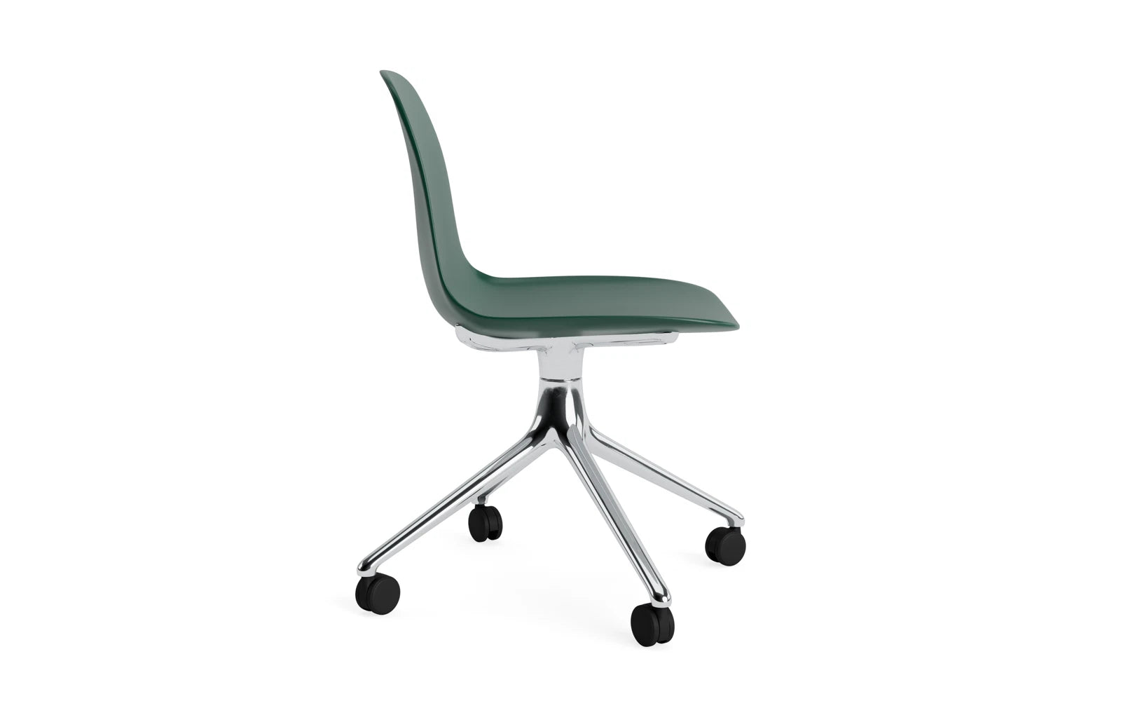Form Drehstuhl 4W Aluminium/grün in  präsentiert im Onlineshop von KAQTU Design AG. Drehstuhl ist von Normann Copenhagen