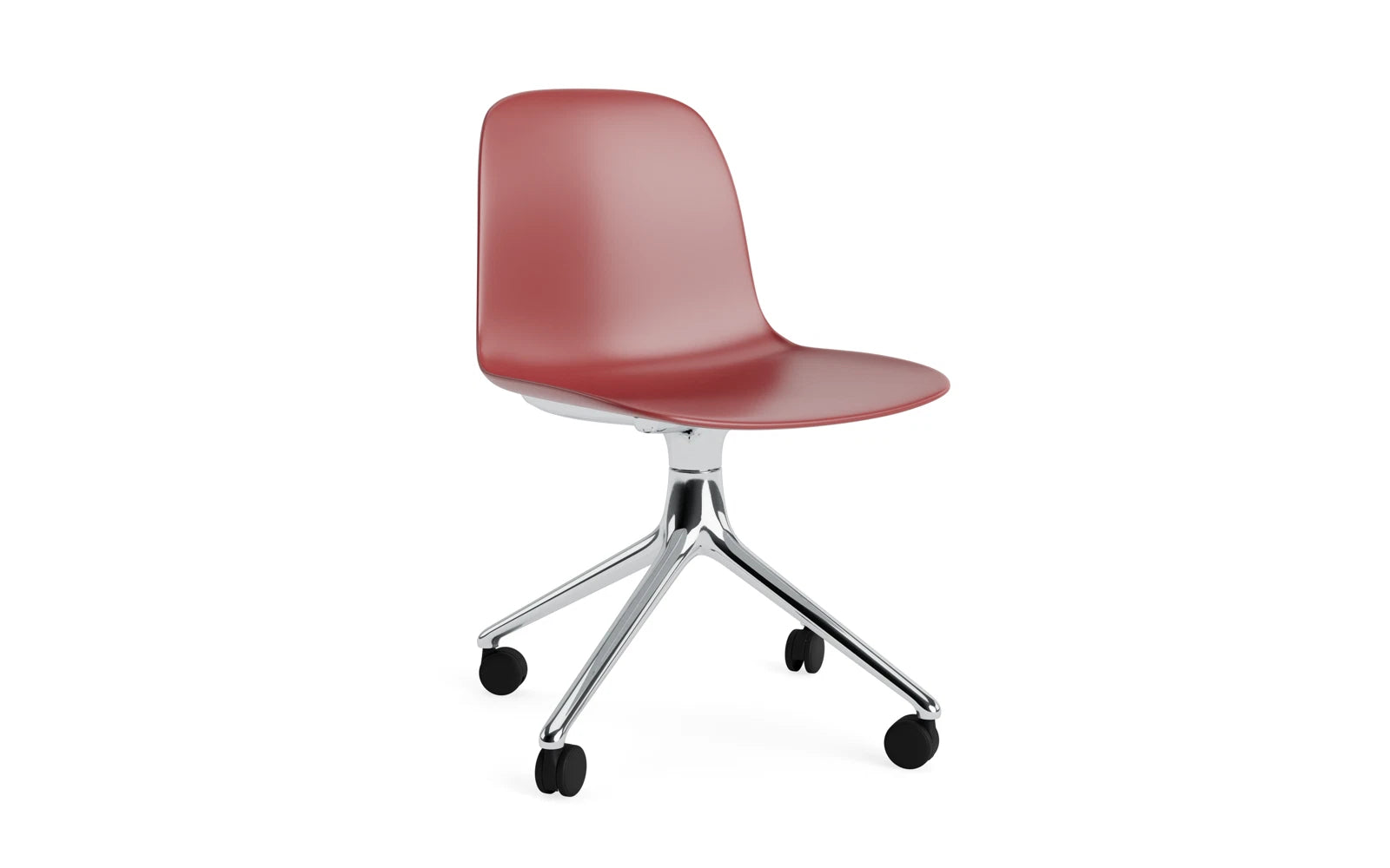 Form Drehstuhl 4W Aluminium/rot in  präsentiert im Onlineshop von KAQTU Design AG. Drehstuhl ist von Normann Copenhagen