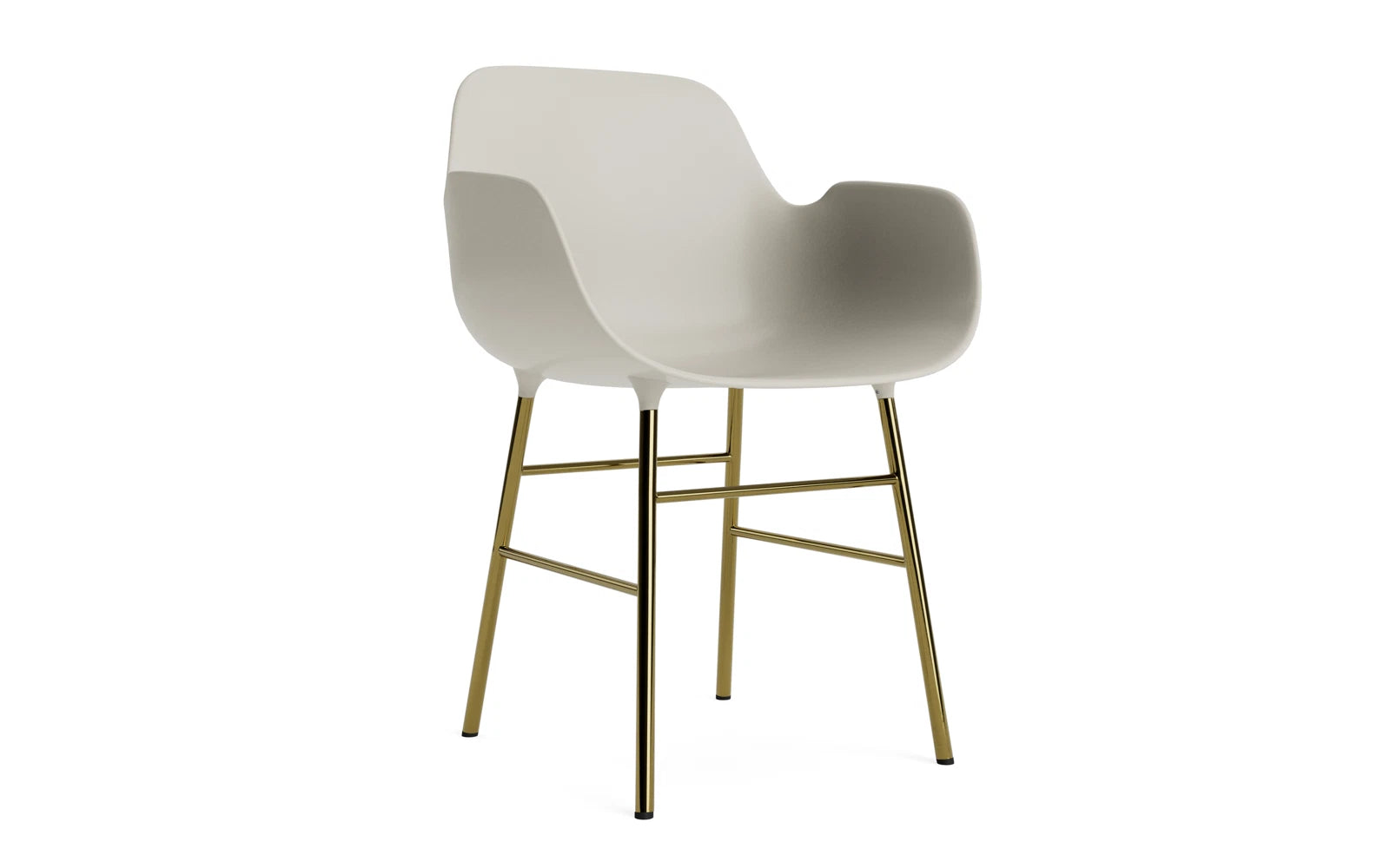 Form Lehnstuhl Messing hellgrau in  präsentiert im Onlineshop von KAQTU Design AG. Stuhl mit Armlehne ist von Normann Copenhagen