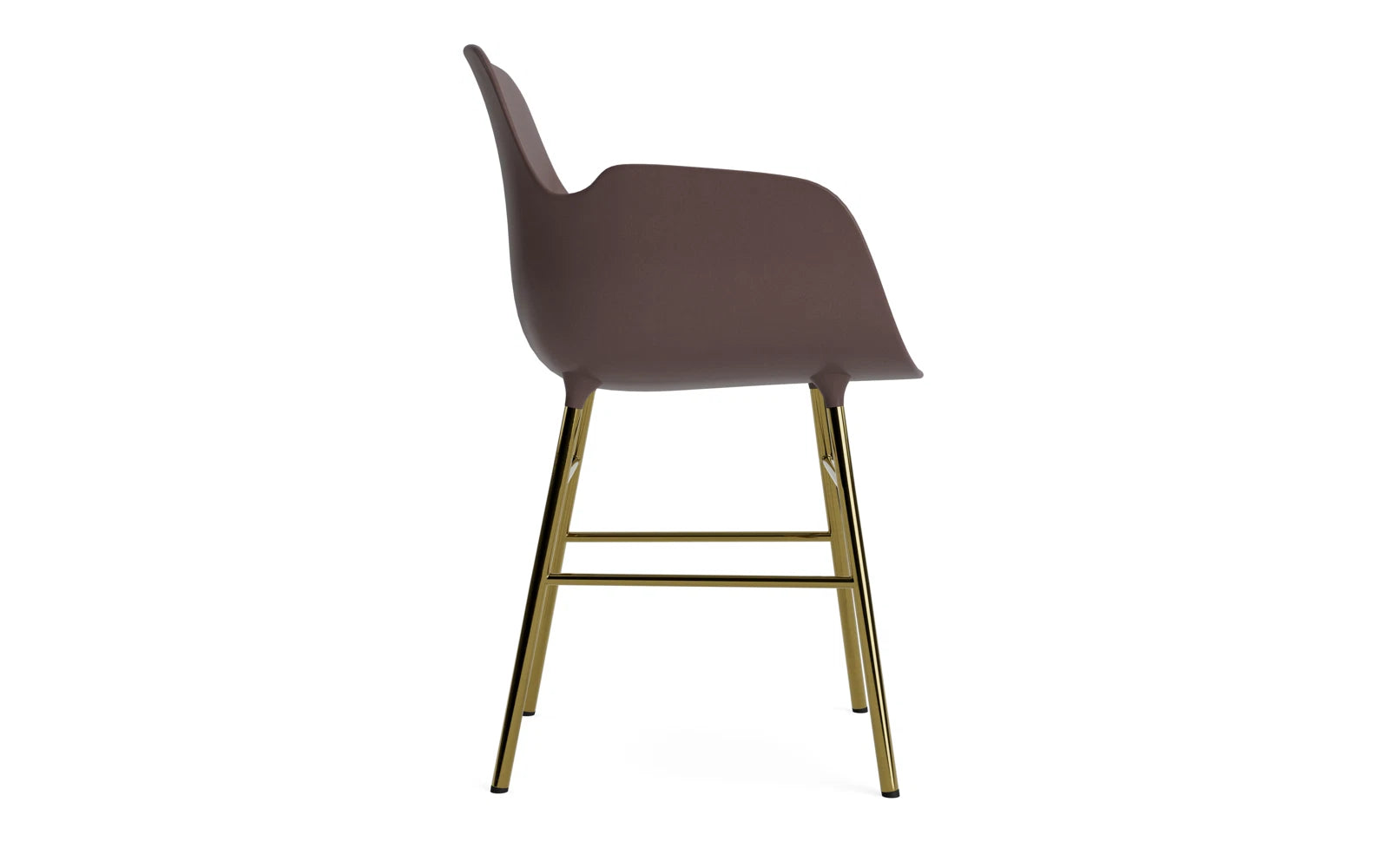 Form Lehnstuhl Messing Braun in  präsentiert im Onlineshop von KAQTU Design AG. Stuhl mit Armlehne ist von Normann Copenhagen
