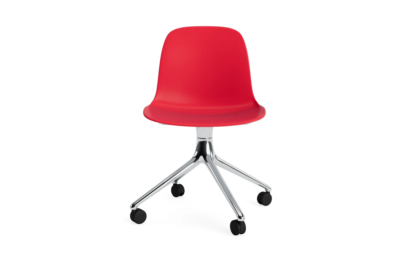 Form Drehstuhl 4W Aluminium/Leuchtendes Rot in  präsentiert im Onlineshop von KAQTU Design AG. Drehstuhl ist von Normann Copenhagen