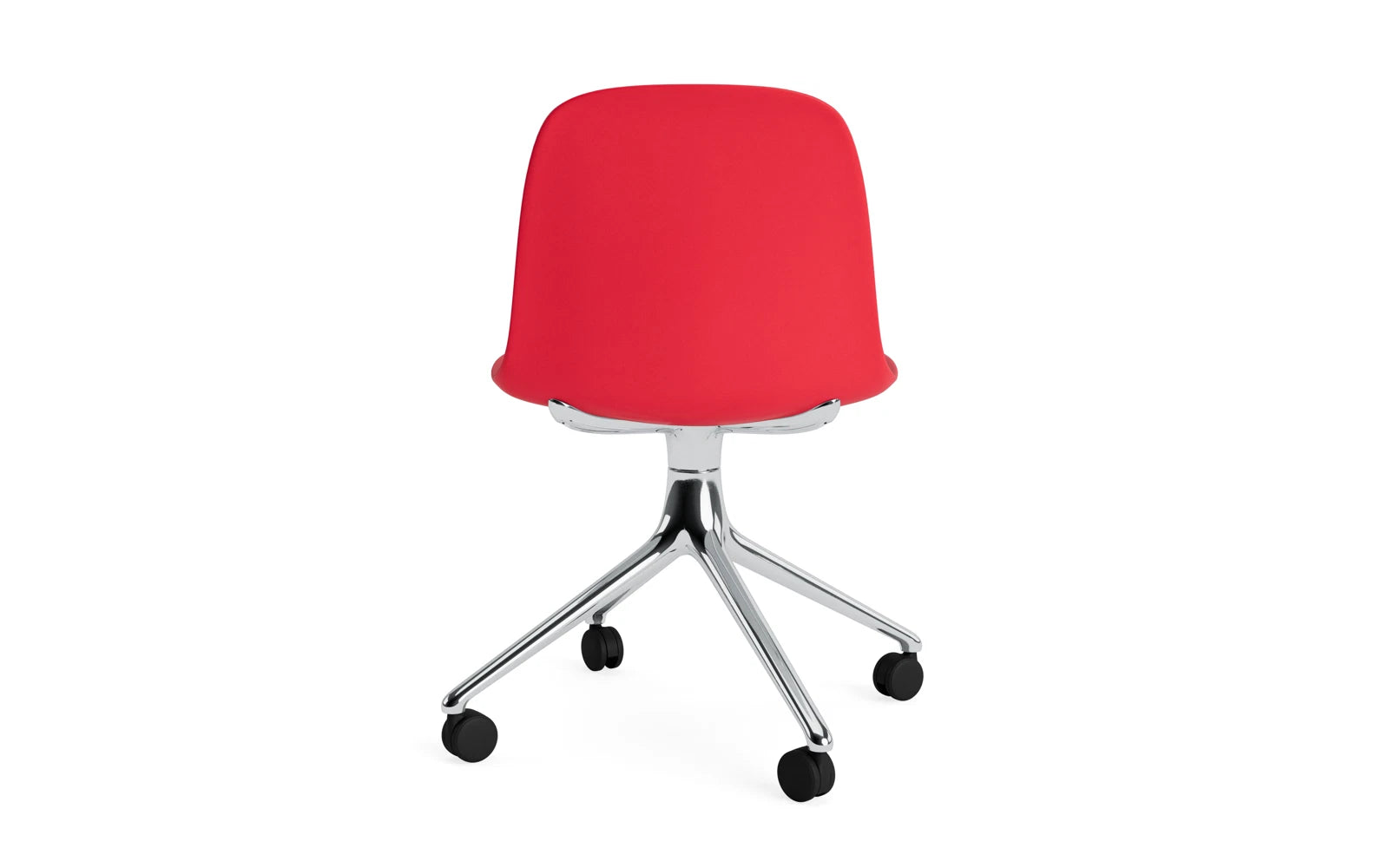 Form Drehstuhl 4W Aluminium/Leuchtendes Rot in  präsentiert im Onlineshop von KAQTU Design AG. Drehstuhl ist von Normann Copenhagen