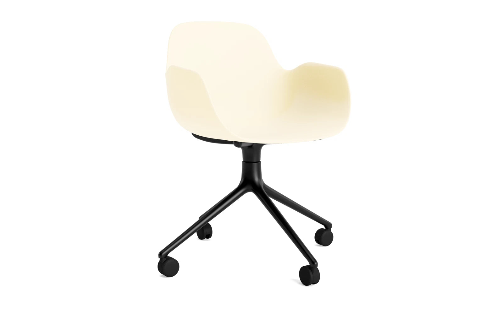Form Drehsessel 4W schwarzes Aluminium/Creme in  präsentiert im Onlineshop von KAQTU Design AG. Sessel ist von Normann Copenhagen