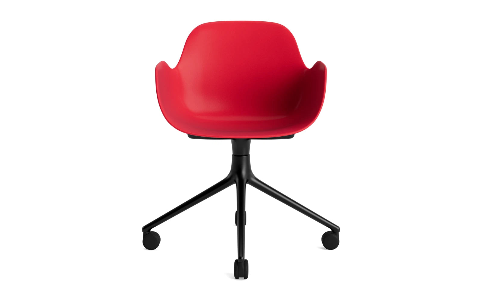 Form Drehsessel 4W schwarzes Aluminium/Leuchtendes rot in  präsentiert im Onlineshop von KAQTU Design AG. Sessel ist von Normann Copenhagen