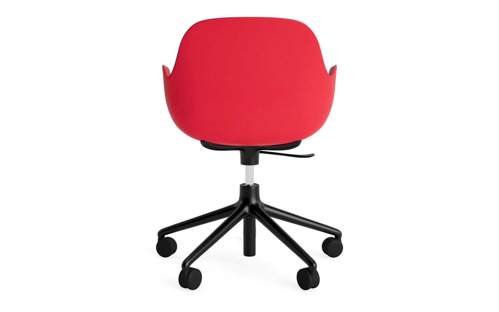 Form Drehsessel mit Rollen Leuchtendes rot/schwarzes Aluminium in  präsentiert im Onlineshop von KAQTU Design AG. Sessel ist von Normann Copenhagen