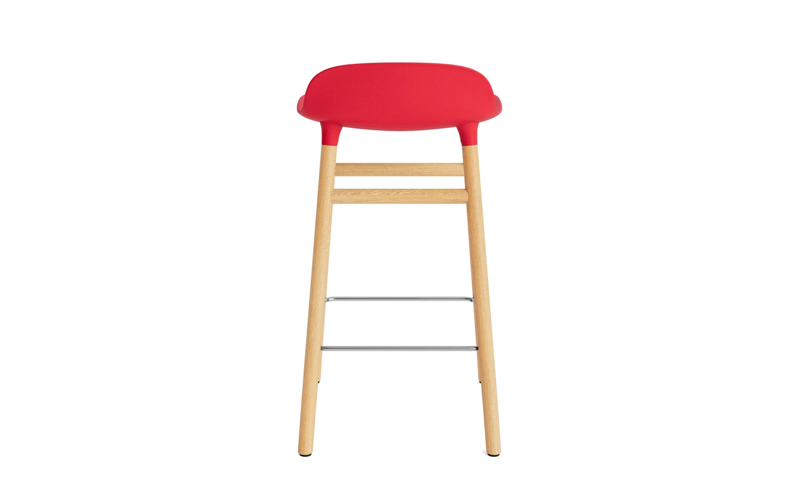 Form Barstuhl 65 cm leuchtendes rot/Eiche in  präsentiert im Onlineshop von KAQTU Design AG. Barstuhl ist von Normann Copenhagen