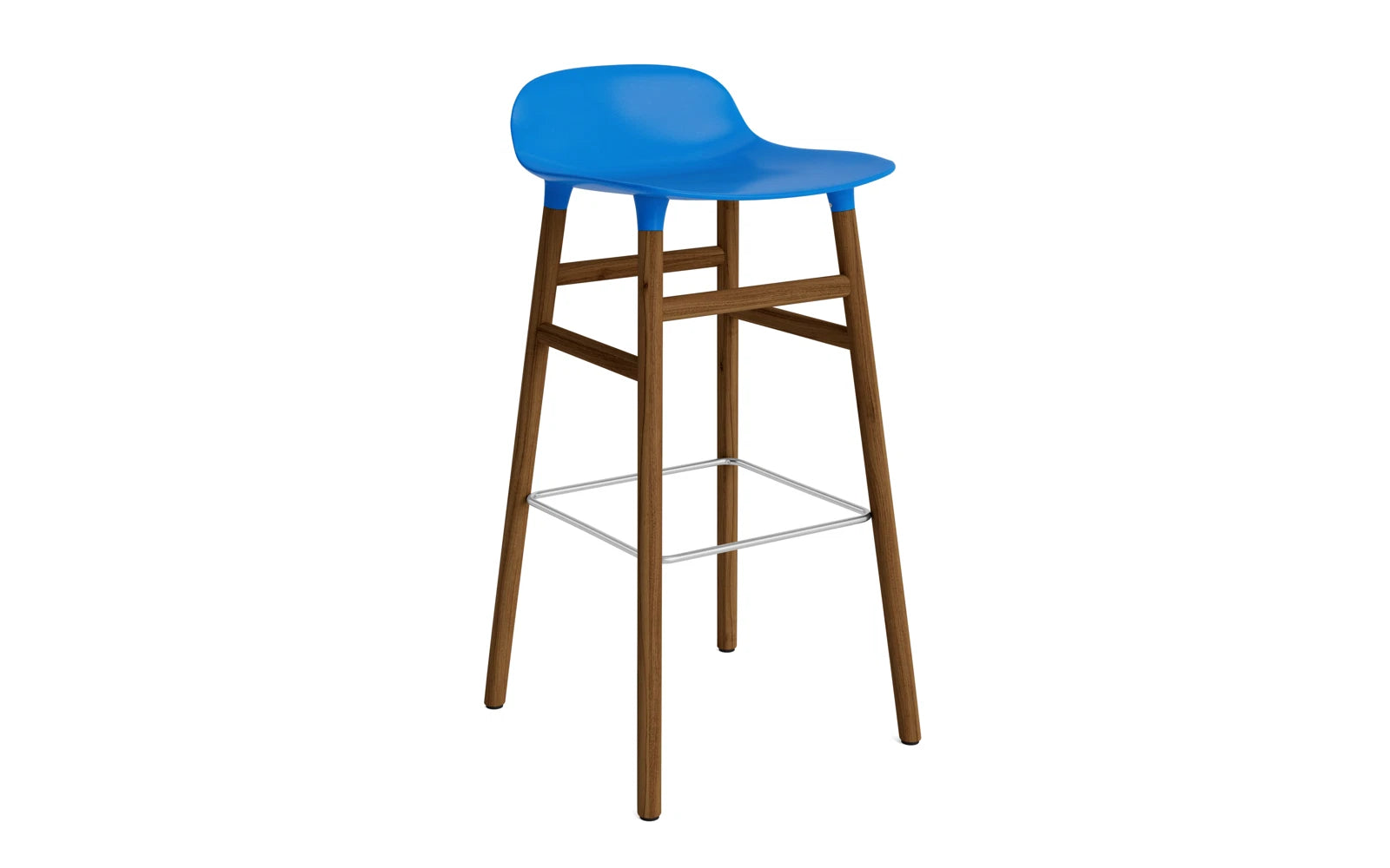Form Barstuhl 75 cm Leuchtendes Blau/Walnuss in  präsentiert im Onlineshop von KAQTU Design AG. Barstuhl ist von Normann Copenhagen