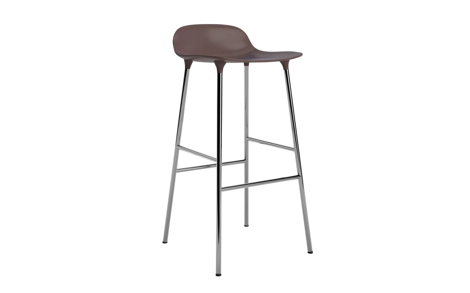 Form Barstuhl 75 cm Braun/Chrom in  präsentiert im Onlineshop von KAQTU Design AG. Barstuhl ist von Normann Copenhagen