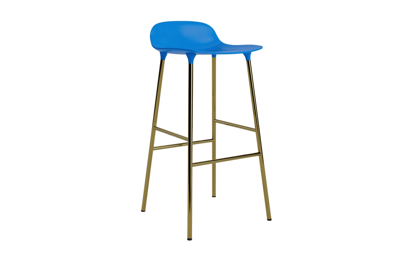 Form Barstuhl 75 cm Messing leuchtendes blau in  präsentiert im Onlineshop von KAQTU Design AG. Barstuhl ist von Normann Copenhagen