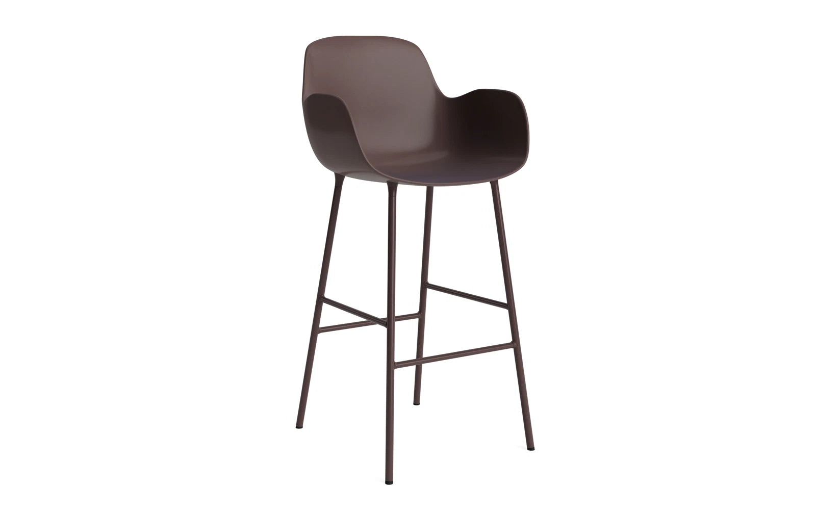 Form Barstuhl mit Armlehne 75 cm Stahl/Braun in  präsentiert im Onlineshop von KAQTU Design AG. Barstuhl ist von Normann Copenhagen
