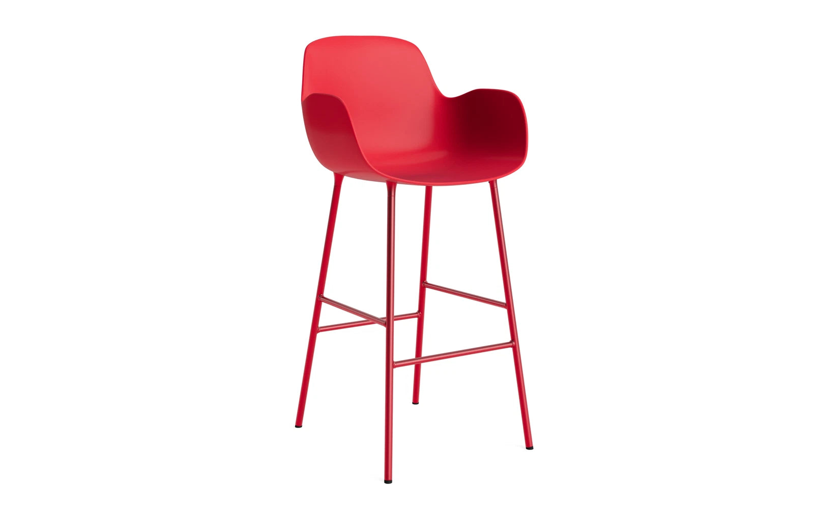 Form Barstuhl mit Armlehne 75 cm Stahl/Leuchtendes rot in  präsentiert im Onlineshop von KAQTU Design AG. Barstuhl ist von Normann Copenhagen