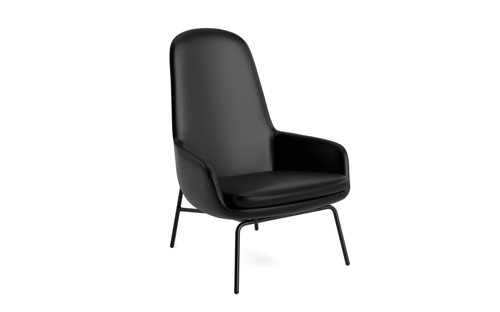 Era lounge armchair high black steel ultra