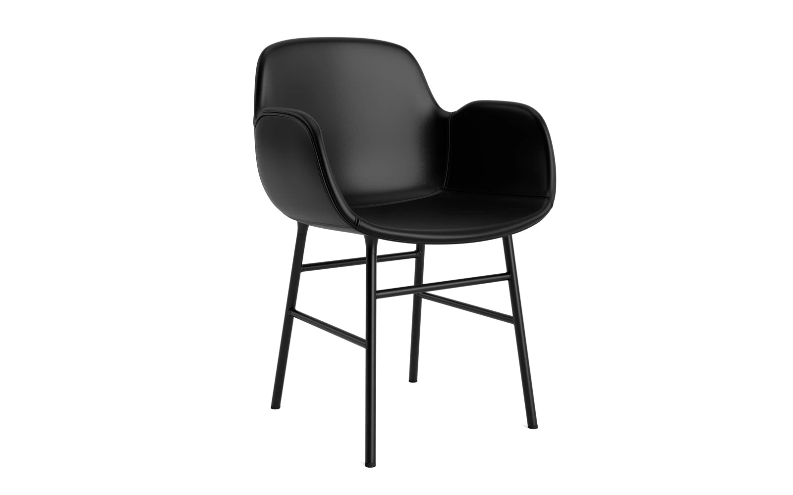 Form Lehnstuhl gepolstert Schwarz Stahl Ultra Leder