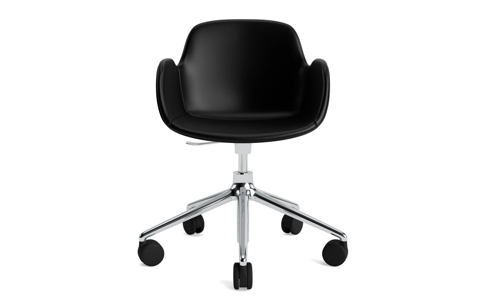 Form Drehsessel mit Rollen Vollpolster aluminium Ultra leder in Ultra 41599 präsentiert im Onlineshop von KAQTU Design AG. Sessel ist von Normann Copenhagen