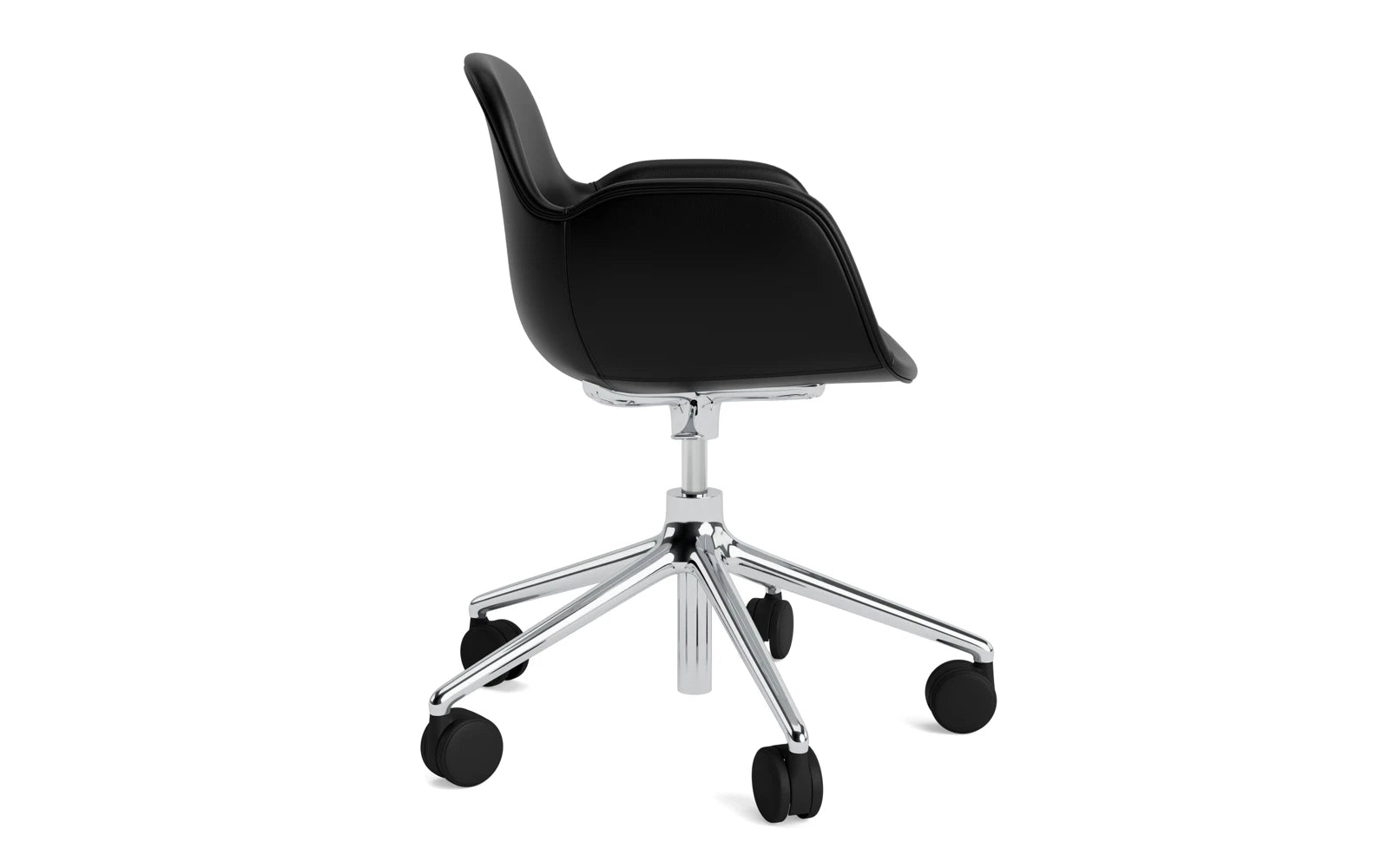 Form Drehsessel mit Rollen Vollpolster aluminium Ultra leder in Ultra 41599 präsentiert im Onlineshop von KAQTU Design AG. Sessel ist von Normann Copenhagen