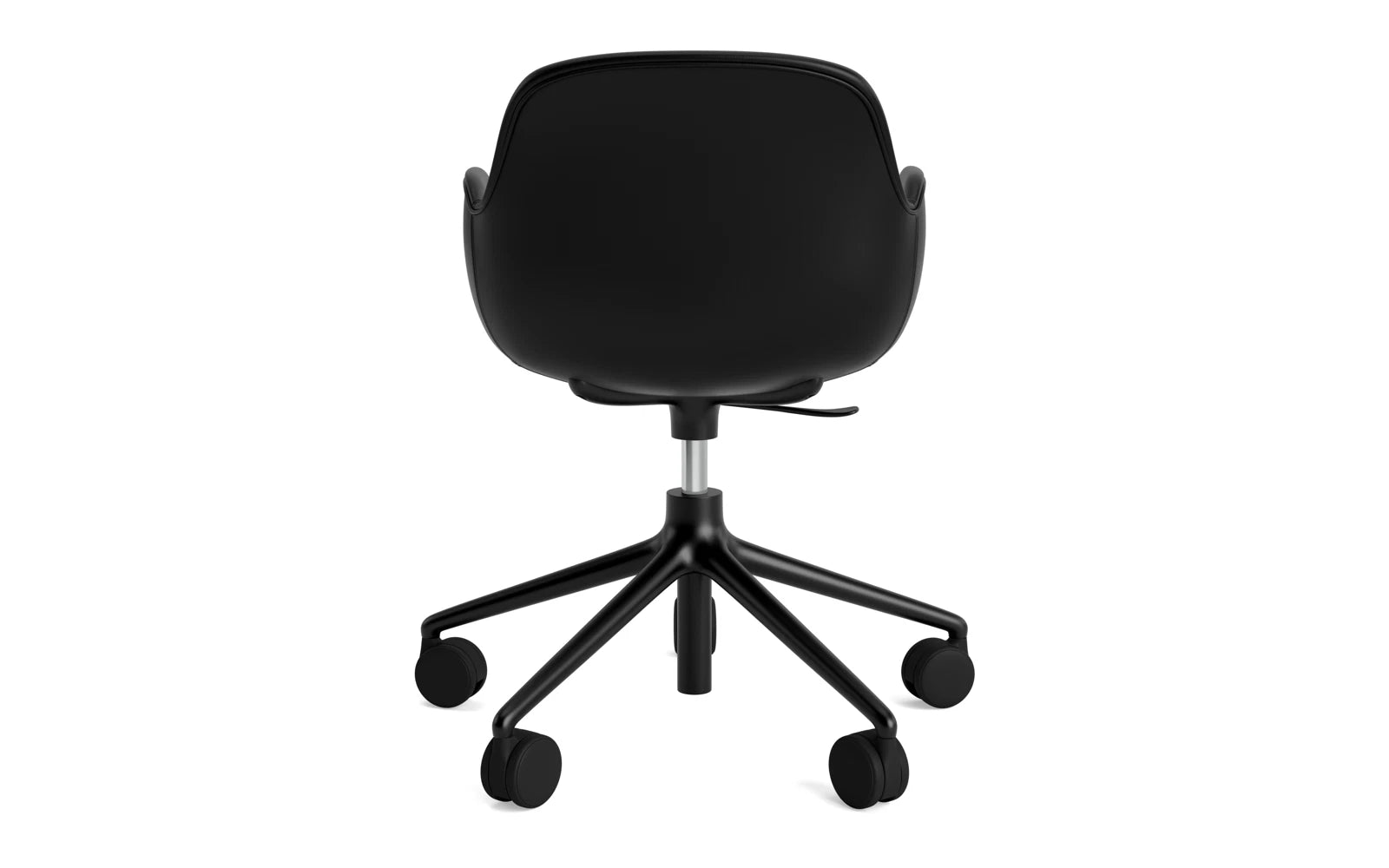 Form Drehsessel mit Rollen gepolstert schwarze aluminium Ultra Leder in Ultra 41599 präsentiert im Onlineshop von KAQTU Design AG. Sessel ist von Normann Copenhagen