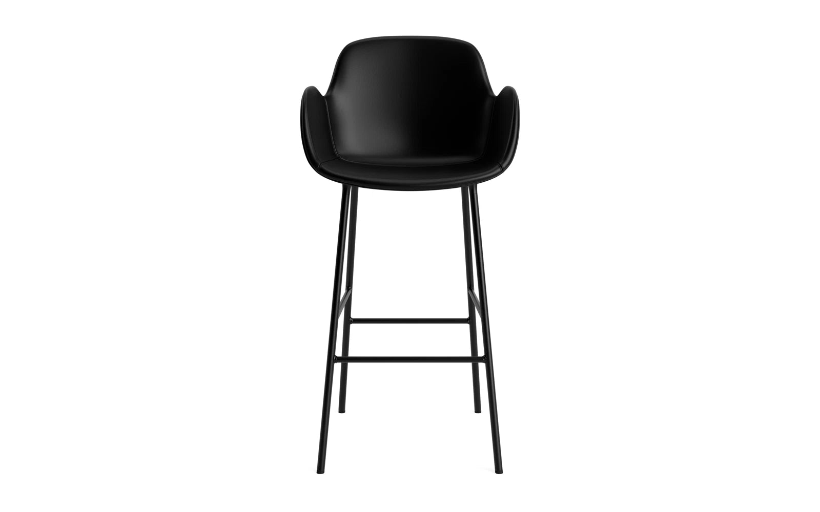 Form Barstuhl mit Armlehne 75 cm gepolstert schwarzes Stahl/Ultra leder in Ultra 41599 präsentiert im Onlineshop von KAQTU Design AG. Barstuhl ist von Normann Copenhagen