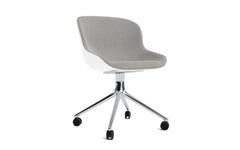 Sedia girevole Hyg 4W rivestimento anteriore bianco e alluminio