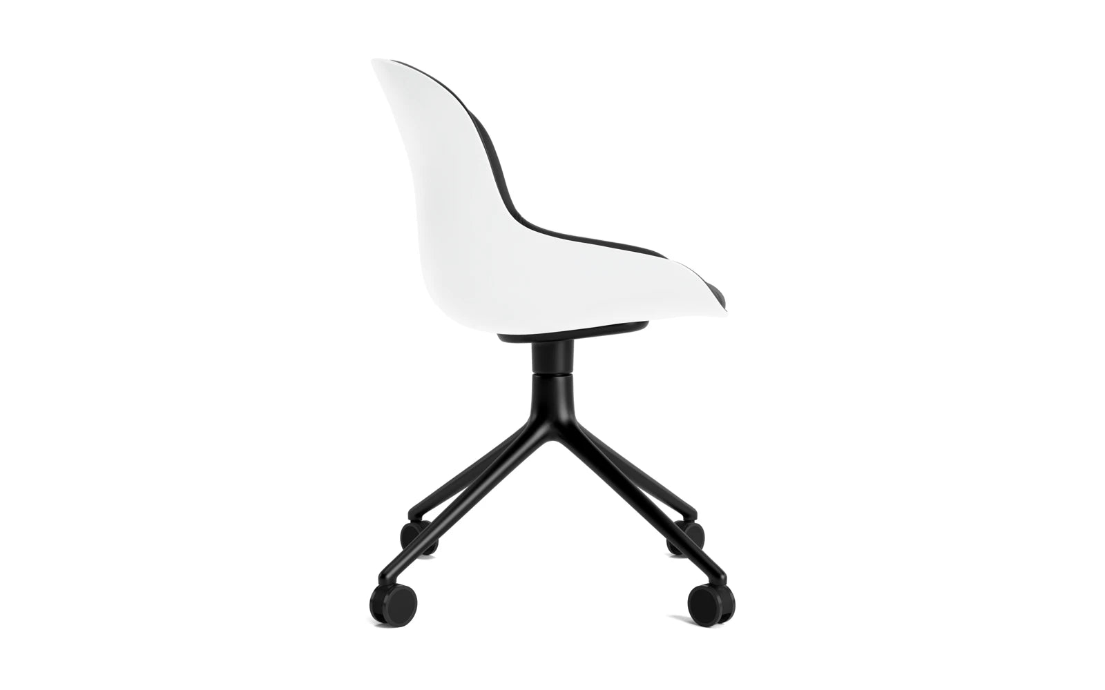 Hyg Drehstuhl 4W Frontpolster Schwartz Alu Weiss/Ultra in Ultra 41599 präsentiert im Onlineshop von KAQTU Design AG. Drehstuhl ist von Normann Copenhagen