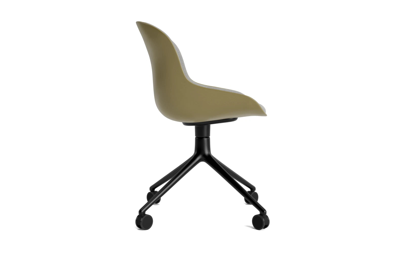Hyg Drehstuhl 4W Frontpolster Schwartz Alu Olive/Remix in Remix 133 präsentiert im Onlineshop von KAQTU Design AG. Drehstuhl ist von Normann Copenhagen