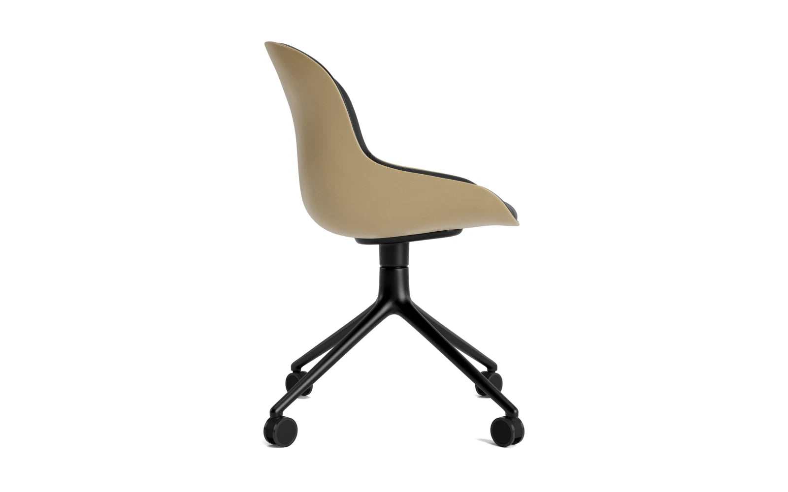 Hyg Drehstuhl 4W Frontpolster Schwartz Alu Sand/Ultra in Ultra 41599 präsentiert im Onlineshop von KAQTU Design AG. Drehstuhl ist von Normann Copenhagen