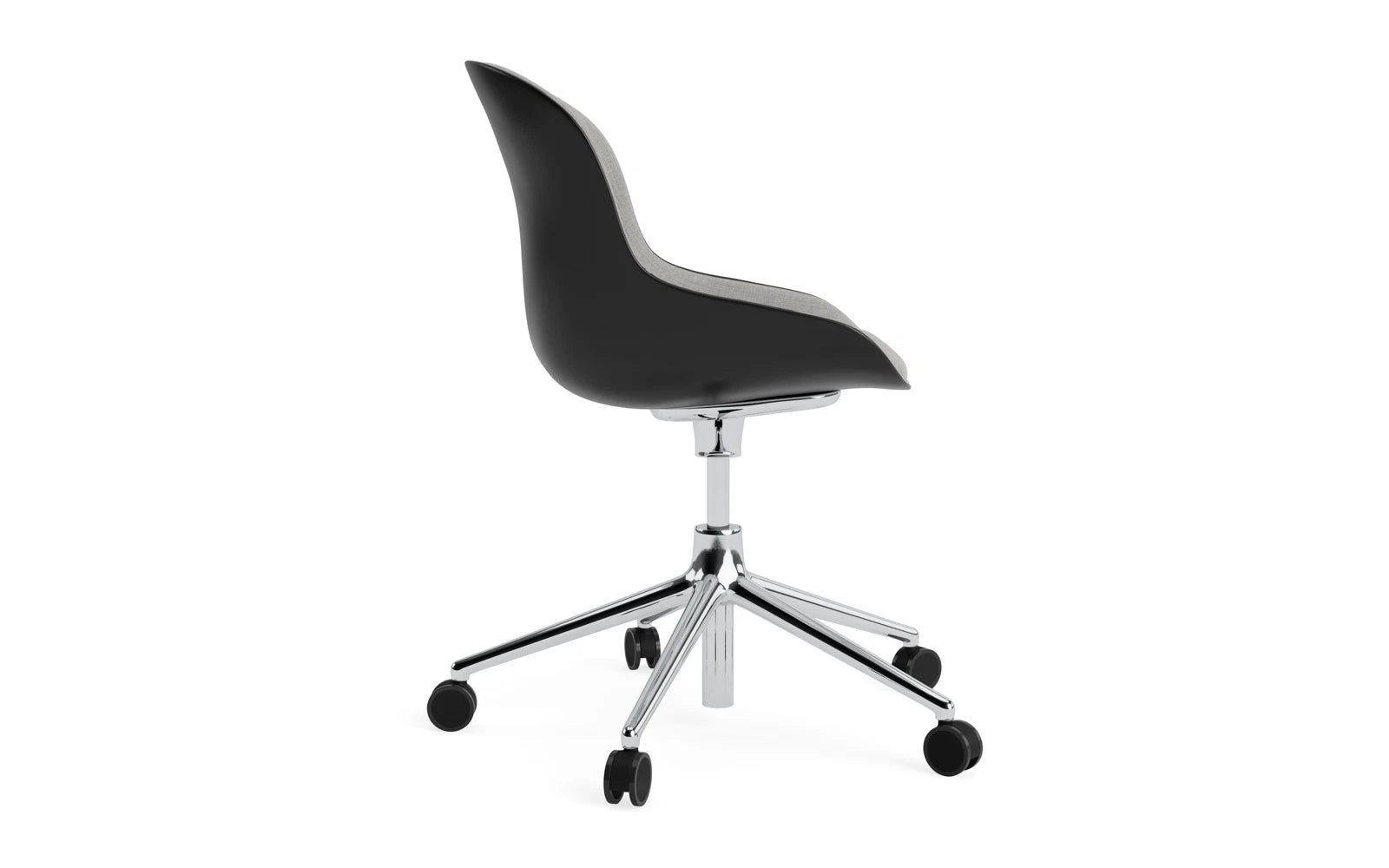 Der Hyg Drehsessel in Schwarz von Normann Copenhagen vereint Hygge-Gemütlichkeit mit modernem Design. Perfekt für stilvolle Räume.