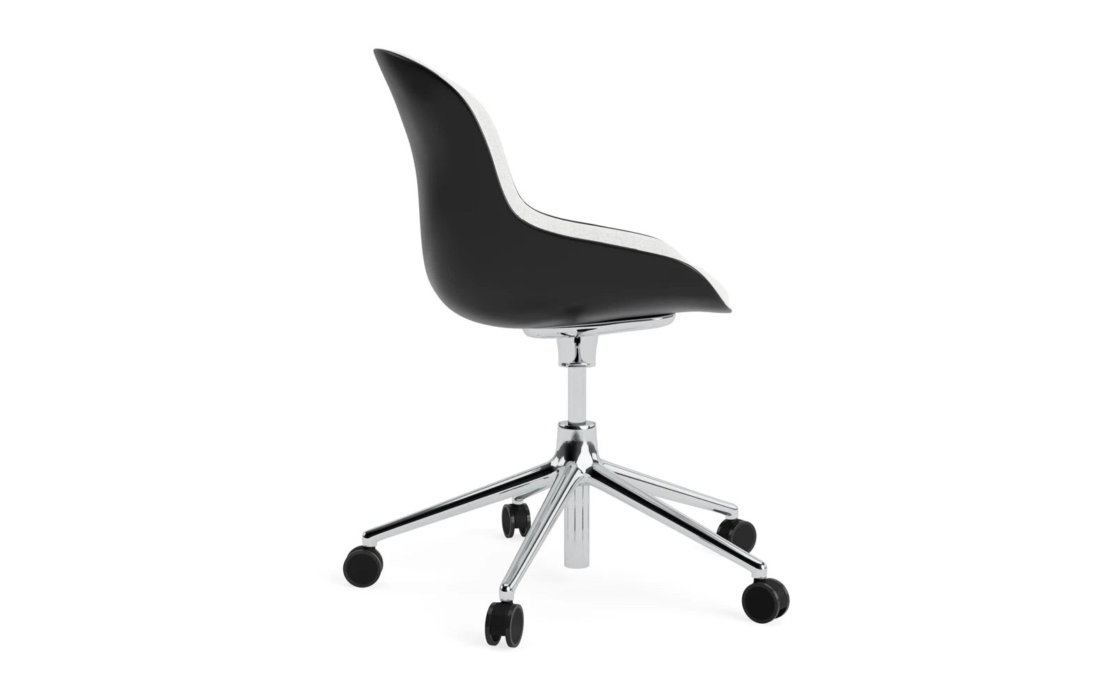 Hyg Drehsessel mit 5 Rollen Gas Lift Frontpolster Alu Schwartz/Hallingdal in Hallingdal 110 präsentiert im Onlineshop von KAQTU Design AG. Sessel ist von Normann Copenhagen