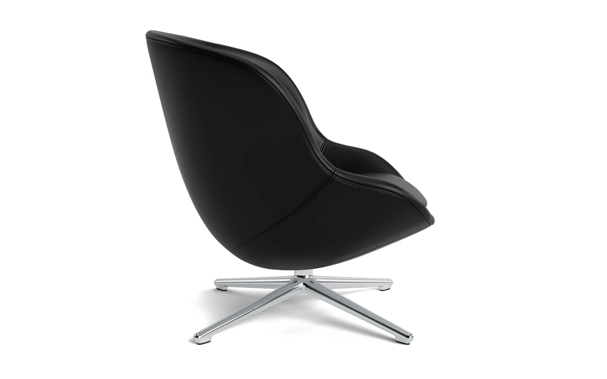 Hyg Lounge-Sessel niedrig mit Drehgestell, Aluminium, Ultra Leder in Ultra 41599 präsentiert im Onlineshop von KAQTU Design AG. Drehsessel ist von Normann Copenhagen