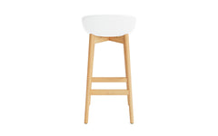 Tabouret de bar Hyg 75 cm coussin avant blanc & chêne