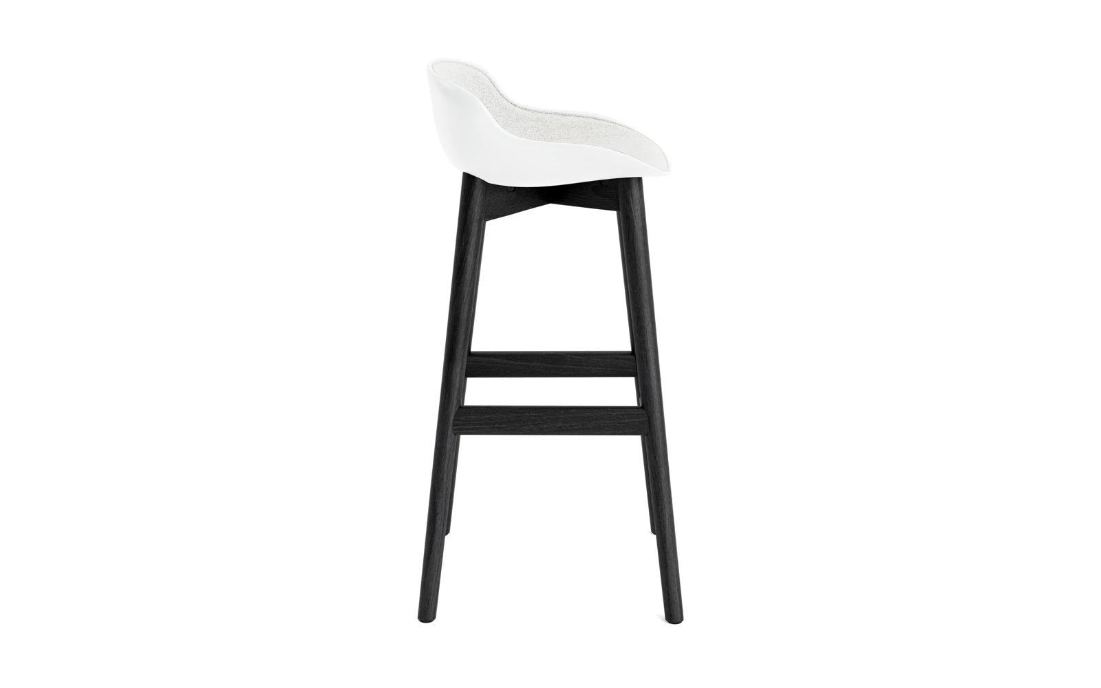 Hyg Barhocker 75 cm Polster Schwartze Eiche Weiss/Hallingdal in Hallingdal 110 präsentiert im Onlineshop von KAQTU Design AG. Barstuhl ist von Normann Copenhagen