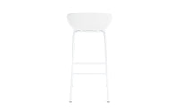 Tabouret de bar Hyg 75 cm coussin avant blanc et acier blanc
