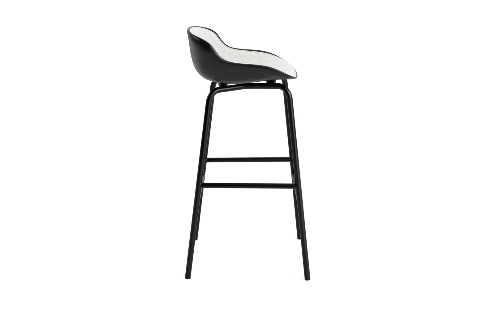 Hyg Barhocker 75 cm Frontpolster Schwartze Stahl Schwartz/Hallingdal in Hallingdal 110 präsentiert im Onlineshop von KAQTU Design AG. Barstuhl ist von Normann Copenhagen