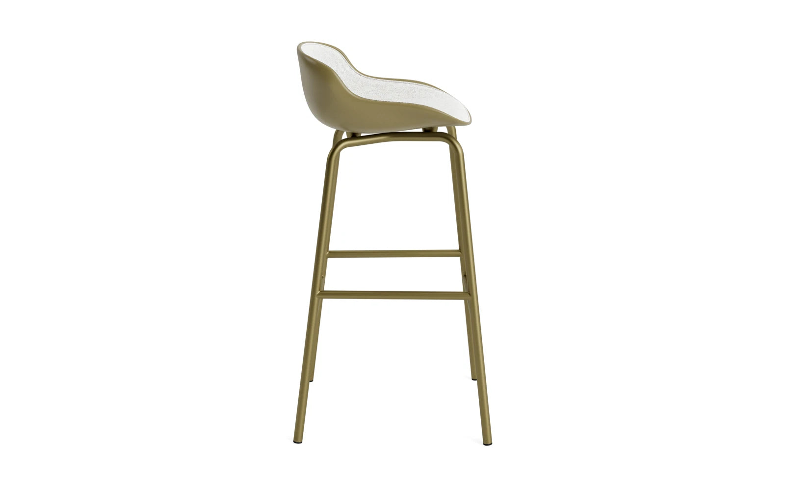 Hyg Barhocker 75 cm Frontpolster Stahl Olive/Hallingdal in Hallingdal 110 präsentiert im Onlineshop von KAQTU Design AG. Barstuhl ist von Normann Copenhagen