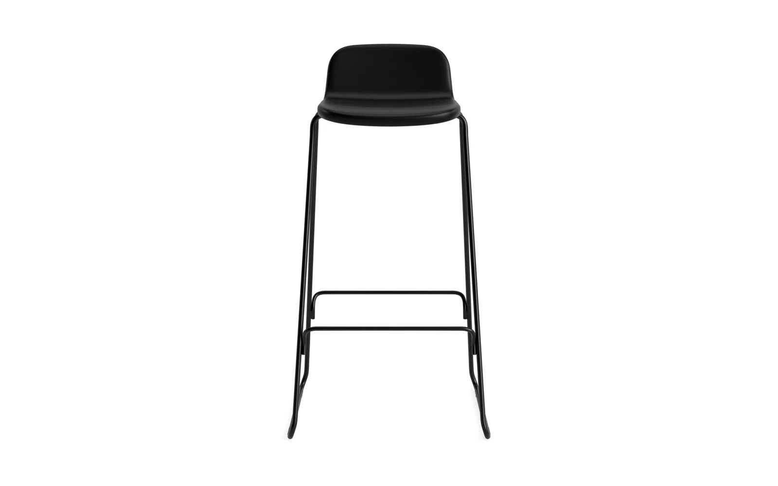 Just Barhocker 75 cm mit Lehne, gepolstert, schwarzer Stahl Ultra Leder in Ultra 41599 präsentiert im Onlineshop von KAQTU Design AG. Barstuhl ist von Normann Copenhagen