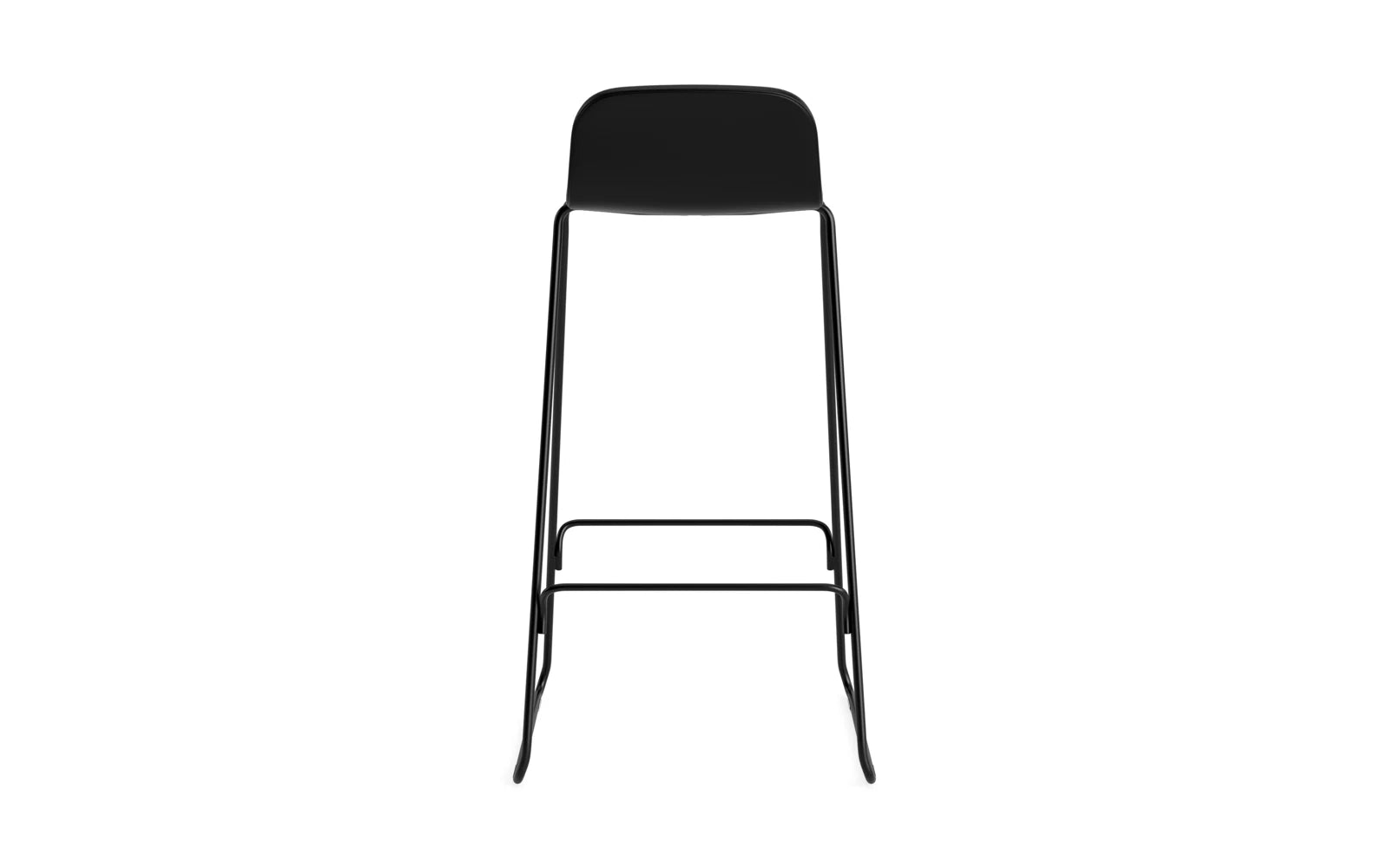 Just Barhocker 75 cm mit Lehne, gepolstert, schwarzer Stahl Ultra Leder in Ultra 41599 präsentiert im Onlineshop von KAQTU Design AG. Barstuhl ist von Normann Copenhagen